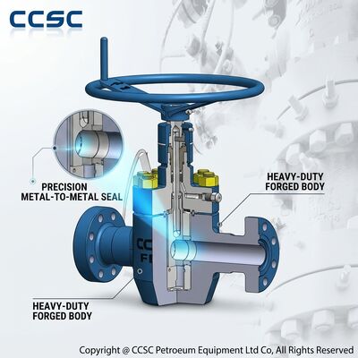 Válvula de compuerta API 6A para servicio ácido FF HH, resistente a H2S, acero forjado, bonete de sello de presión, cabezal de pozo de gas ácido de 5000 psi